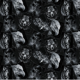 Strokes of the Wild Spirit Animal Postcards Grey Yardage