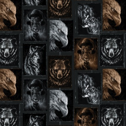 Strokes of the Wild Spirit Animal Postcards Multi Yardage