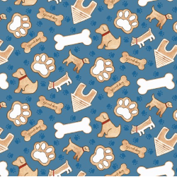 A Place To Call Home Tossed Dog Treat Blue Yardage
