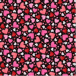 I Heart You Tossed Hearts Black Yardage