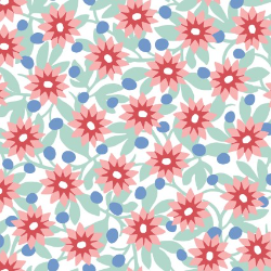 Cups & Quilts Starburst Floral White Yardage