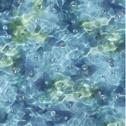 Koi Pond Reflections Blue Green Yardage