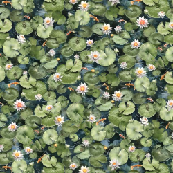 Koi Pond Lily Pads Green Yardage