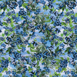 Blueberry Hill Blueberry Bush Sky Blue Fabric