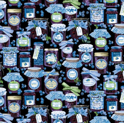 Blueberry Hill Blueberry Jar Black Fabric