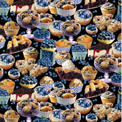 Blueberry Hill Blueberry Treats Black Fabric