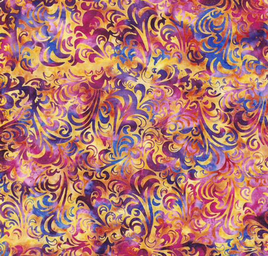 Batiks Hand Dyes Elementals Twirl & Swirl Golden Glory Yardage