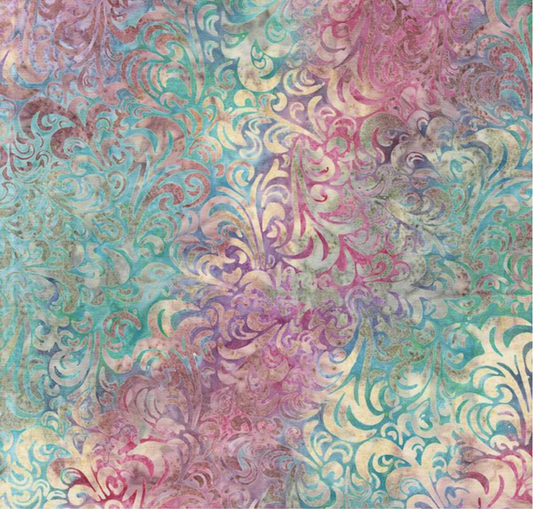 Batiks Hand Dyes Elementals Twirl & Swirl Winter Mint Yardage