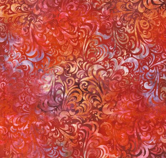 Batiks Hand Dyes Elementals Twirl & Swirl Poppy Quartz Yardage