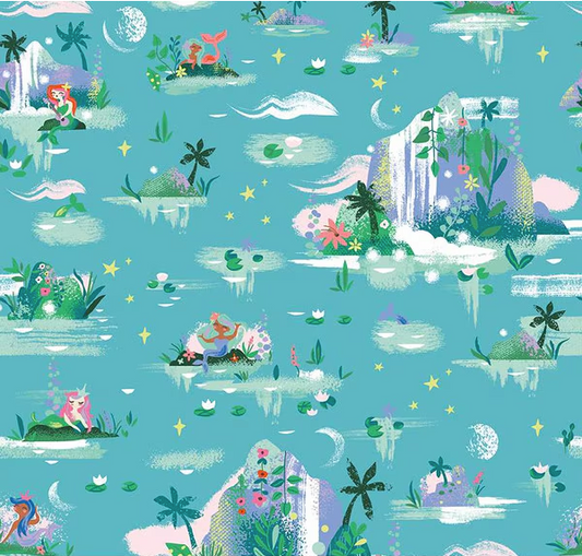 Forever Neverland Mermaid Lagoon Peacock Yardage