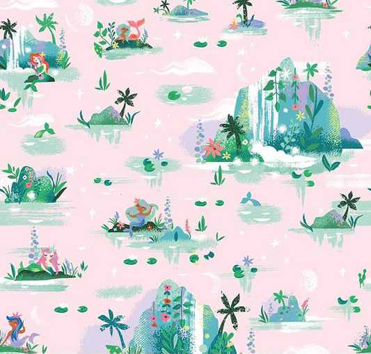Forever Neverland Mermaid Lagoon Pink Yardage