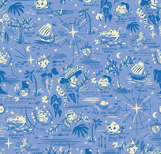 Forever Neverland Neverland Map Periwinkle Yardage