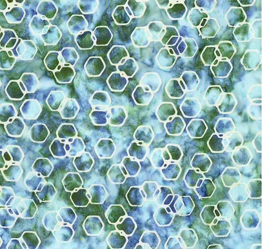 Batiks Hand Dyes Watercolor Daisies Denim Bijou Yardage