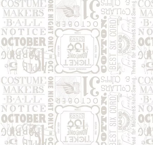 Costume Maker's Act II Ticket Text White Yardage