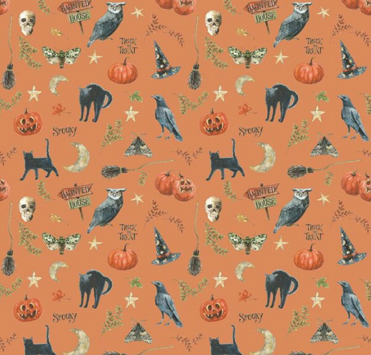 Trick or Treat Spooky Orange Yardage