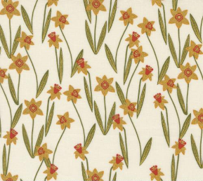 Bee Garden Daffodils Metallic Porcelain Yardage