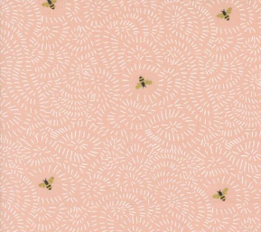 Bee Garden Twists and Turns Metallic Rose Yardage