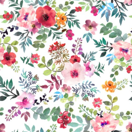 Glorious Garden Floral White Yardage