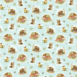 Young of the Year Woodland Critters Blue Powder Yardage