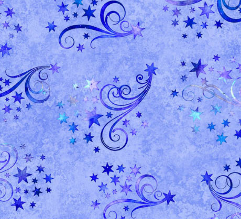 Lil' Wizards Star & Scroll Blue Yardage