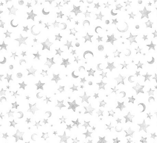Lil' Wizards Moon & Star Grey Yardage