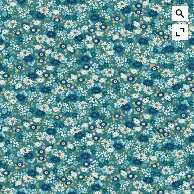 Kasumi Floating Flowers Teal Yardage