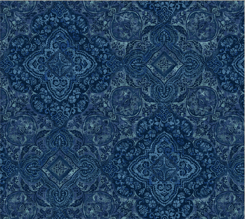 Banyan Decorative Tiles Navy Yardage