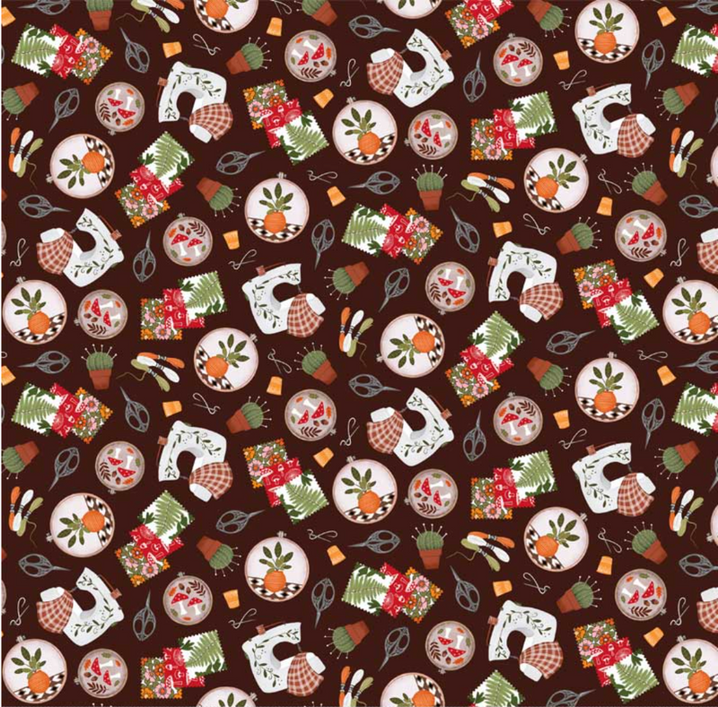 Harvest Minis Ornaments Maroon Yardage