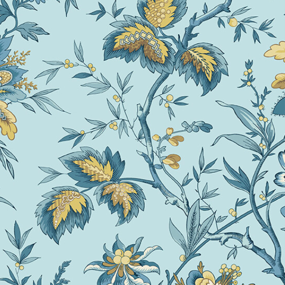 Beach House Floral Light Blue Yardage