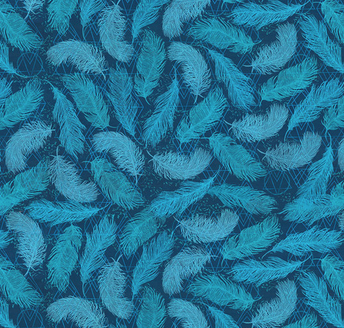 FINDINGS Feathers - Indigo Yardage