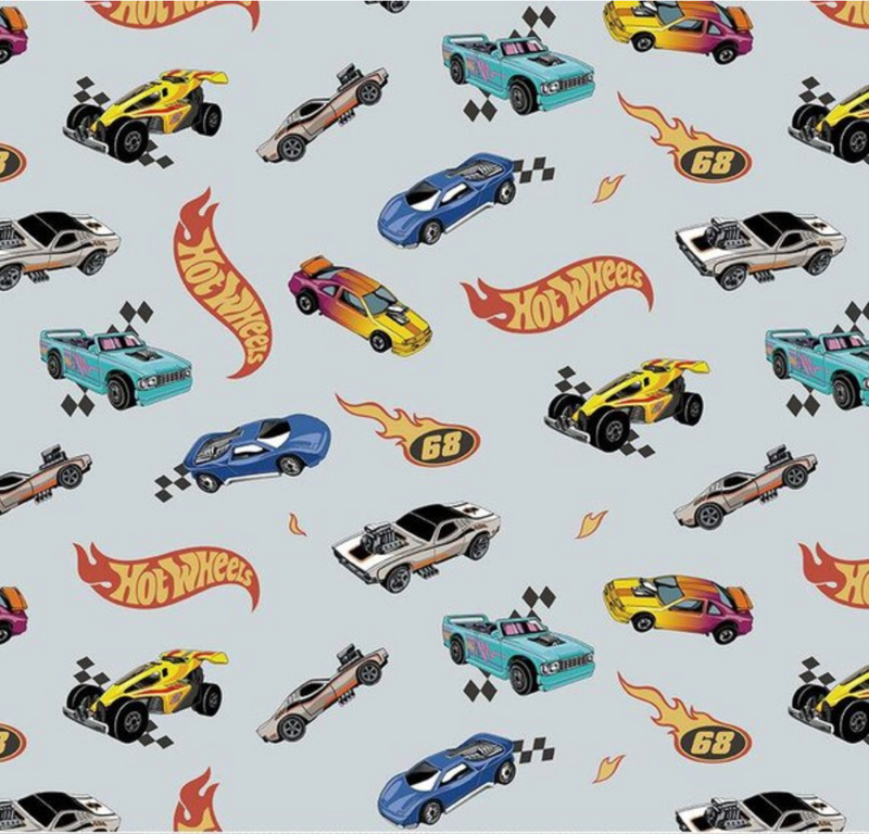 Flannel Hot Wheels Made to Race Grey Yardage