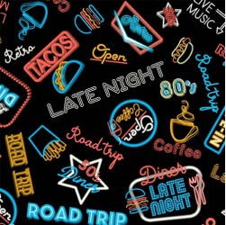 Retro Road Trip ROAD TRIP DINER DCX12089-BLAC-D yardage