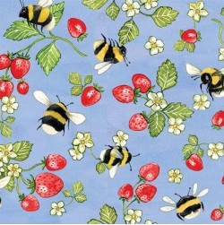 Meant to Bee BEE STRAWBERRIES DDC11997-LILA-D yardage