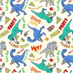 Dino Pizza Party PIZZASAURUS DCX12195-CREM-D yardage
