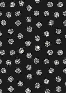 Disco! Black Disco Dots with Silver Metallic Yardage