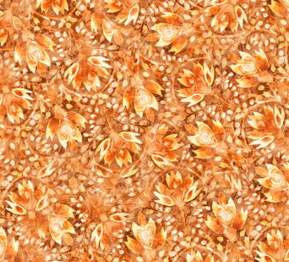 Midnight Blooms Floral Toss Orange Yardage