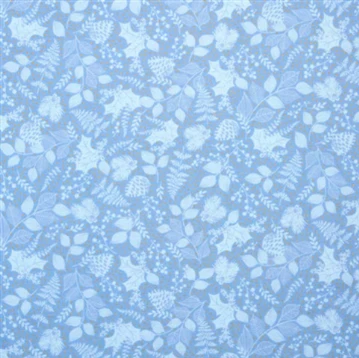 Christmas Shimmers Leaves Light Blue Yardage