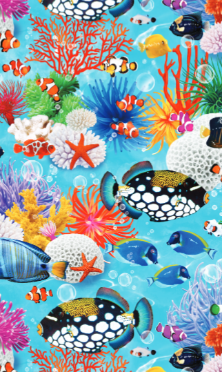 Ocean Story Ocean Life Aqua Yardage