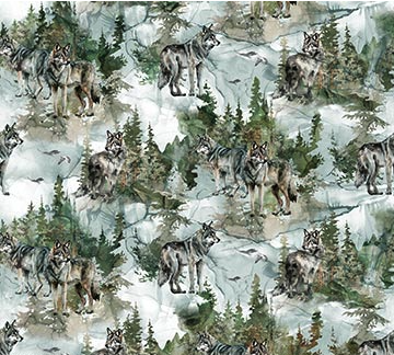 LONE WOLF TEAL MULTI DP27183-64 Fabric