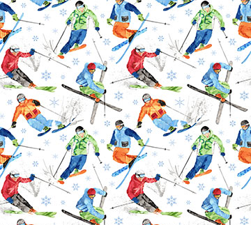 Winter Sports Ski White Fabric