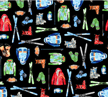 Winter Sports Ski Equipments Black Fabric