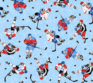Winter Sports Hockey Blue Fabric