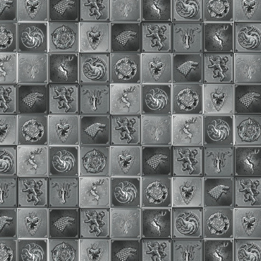 Game of Thrones House Sigil Tiles Silver Fabric