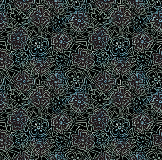 Still Life Floral Black Fabric