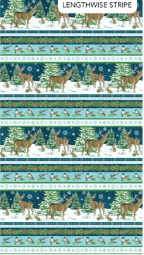 Woodland Woolies Flannel Reindeer Stripe Multi Fabric