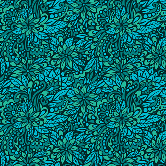 Gratitude and Grace Peaceful Garden Teal 170858415 Fabric