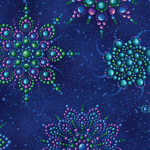 On Dragonfly Wings Beaded Medallion Dark Blue Fabric