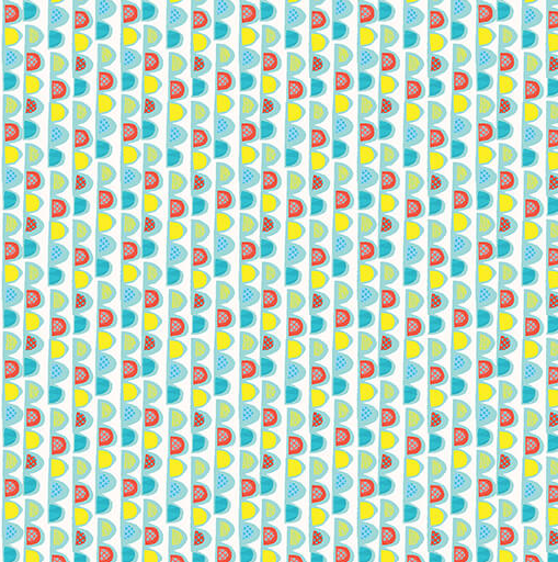 Garden Cats Scalloped Stripe Teal/Multi 1634985B Fabric