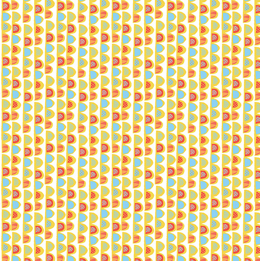 Garden Cats Scalloped Stripe Yellow/Multi 1634935B Fabric