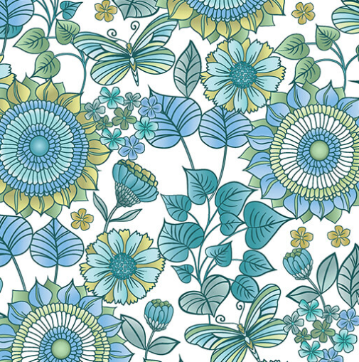 Butterfly Calypso Calypso Floral White 1488009B Fabric